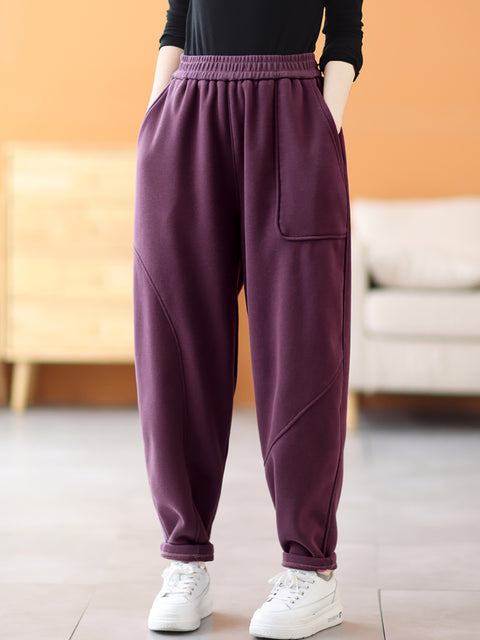 Plus Size Women Casual Winter Fleece-lined Harem Pants