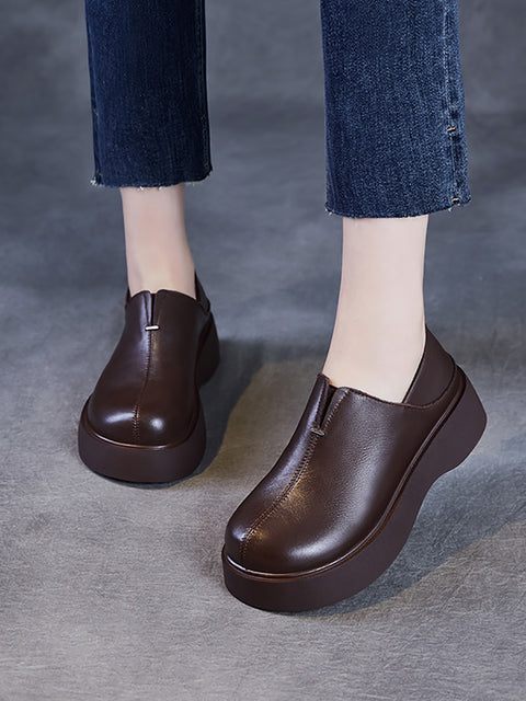 Women Casual Summer Soft Leather Platform Shoes