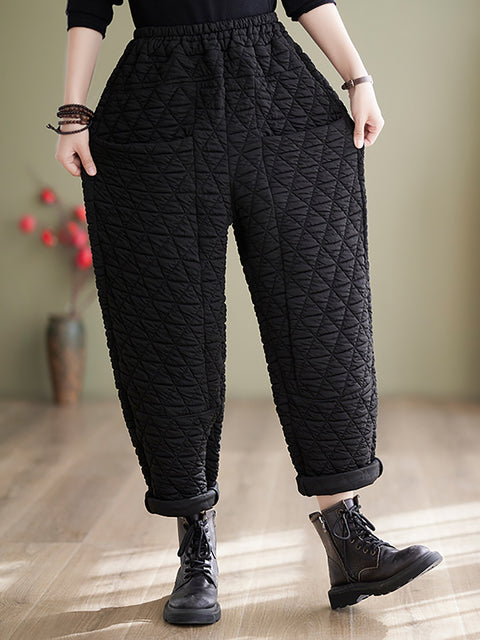 Women Winter Solid Cotton Loosee Padded Harem Pants