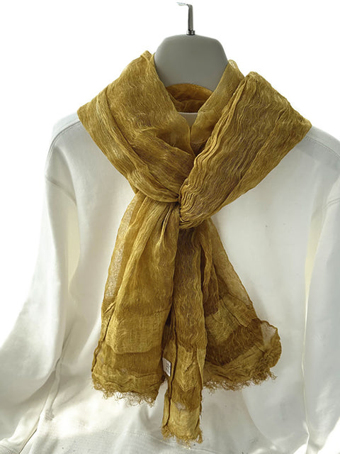 Women Stripe Linen Thin Scarf