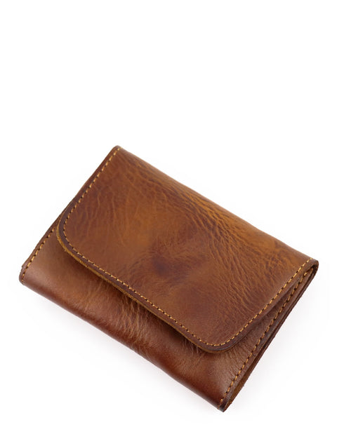 Vintage Genuine Leather Button Multifunction Wallet