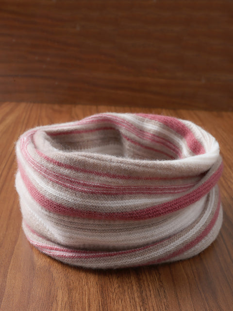 Women Winter Wool Colorblock Knit Neck Scarf