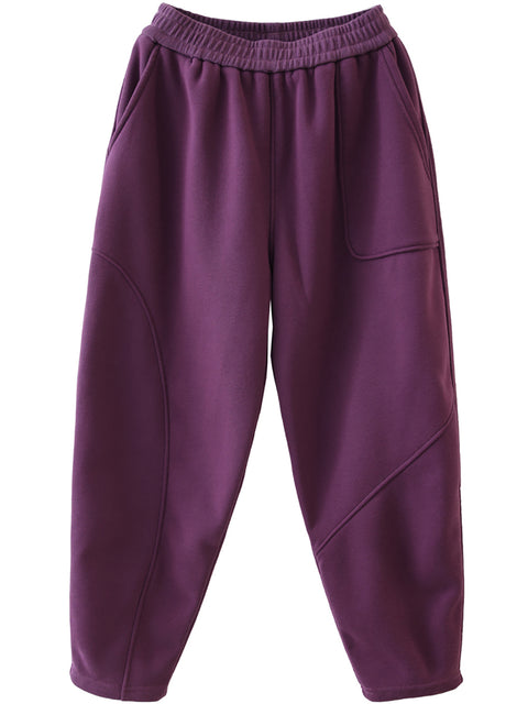 Plus Size Women Casual Winter Fleece-lined Harem Pants