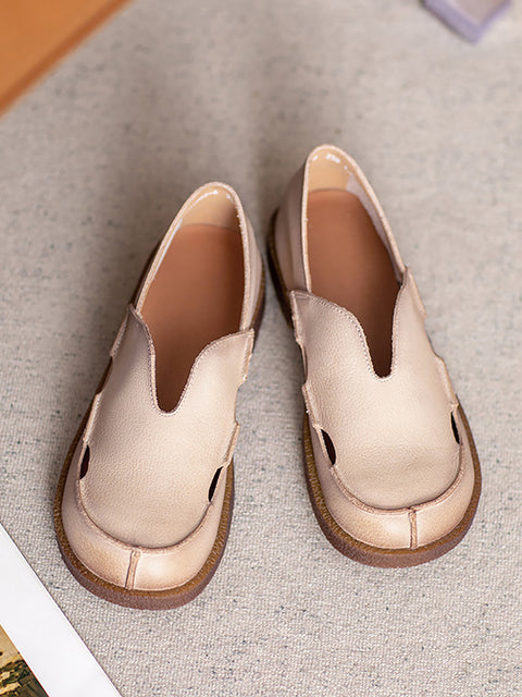 Women Summer Casual Soft Leather Low Heel Shoes