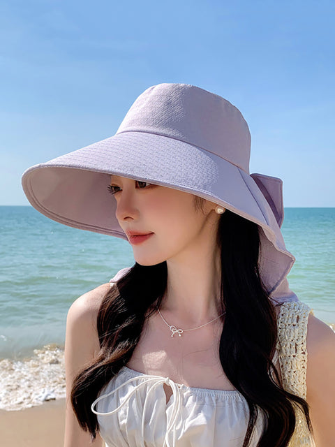 Women Casual Summer Sunproof Bowknot Shawl Hat