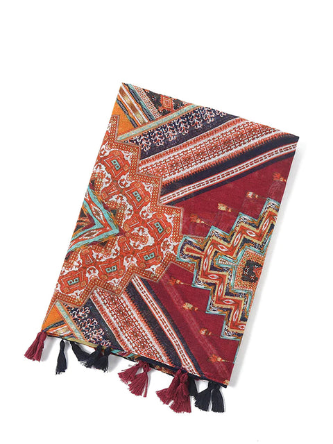 Bohemian Print Tassel Travel Shawl Scarf