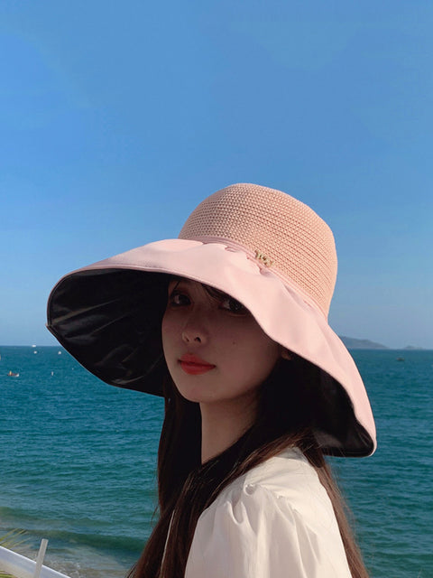 Women Summer Fashion Spliced Solid Sunproof Hat