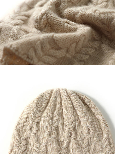 Women Vintage Soft Twist Knit Warm Hat