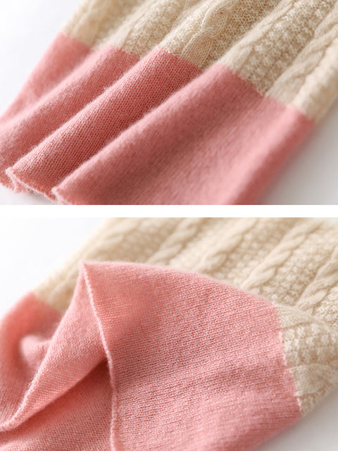 Women Winter Warm Colorblock Cashmere Scarf