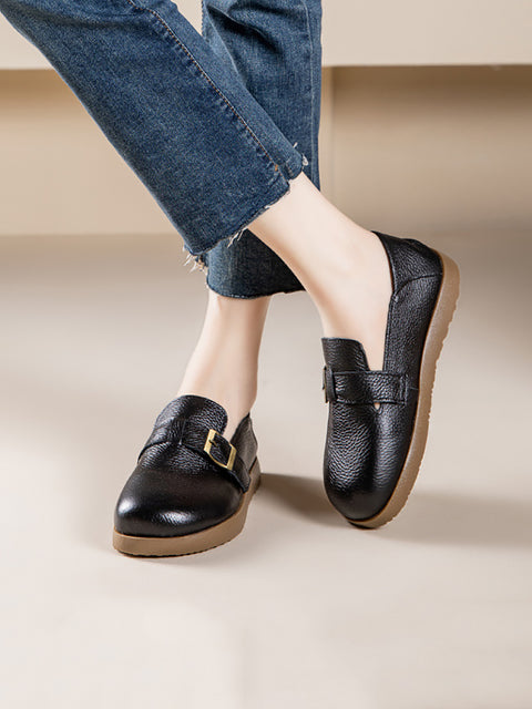 Women Casual Soft Genuine Leather Flat Shoes