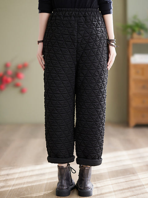 Women Winter Solid Cotton Loosee Padded Harem Pants