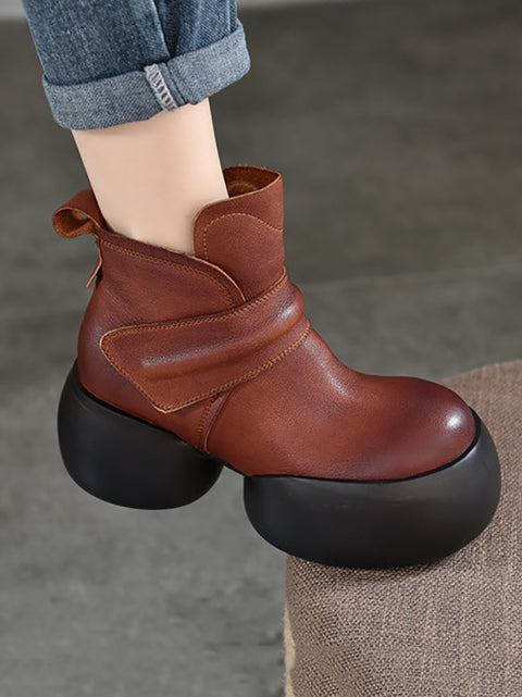 Women Fashion Soft Genuine Leather Platfrom Ankle Boots