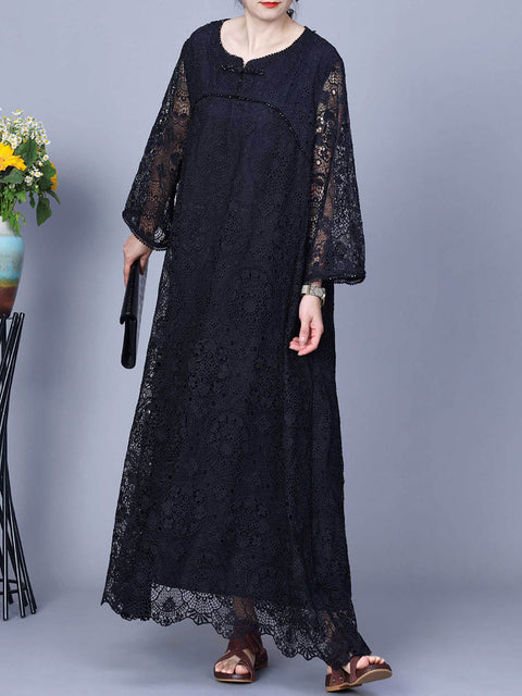 Women Summer Artsy Lace Spliced Maxi Dress