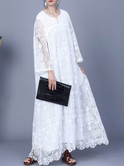 Women Summer Artsy Lace Spliced Maxi Dress