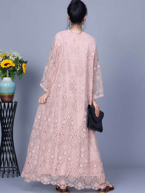 Women Summer Artsy Lace Spliced Maxi Dress