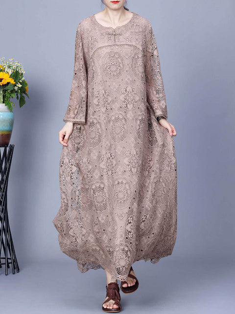 Women Summer Artsy Lace Spliced Maxi Dress