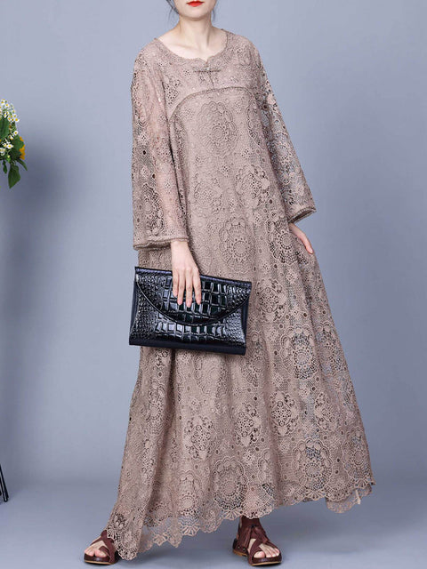 Women Summer Artsy Lace Spliced Maxi Dress