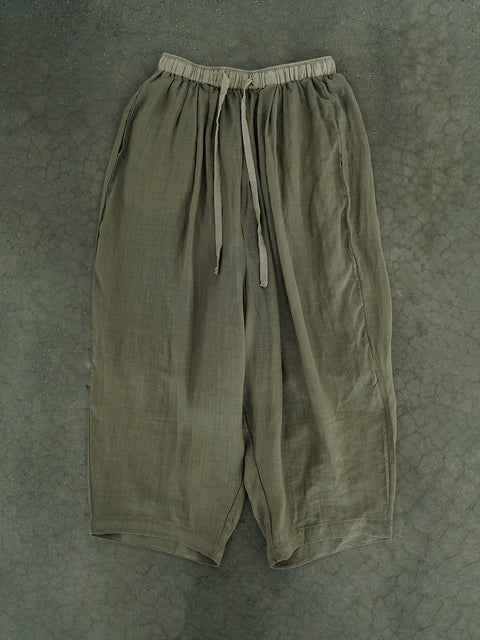 Women Summer Casual Solid Thin Linen Harem Pants