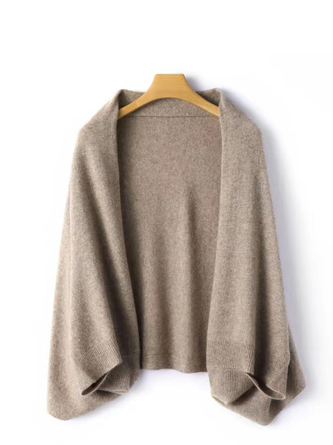 Women Winter Casual Solid Wool Knit Shawl