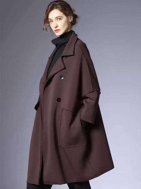 Women Autumn Fashion Solid Buttoned Coat