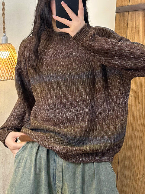 Women Autumn Casual Half Turtleneck Knit Pullover Sweater