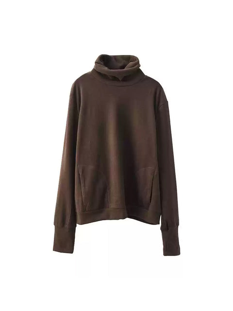 Women Autumn Solid Warm Turtleneck Shirt