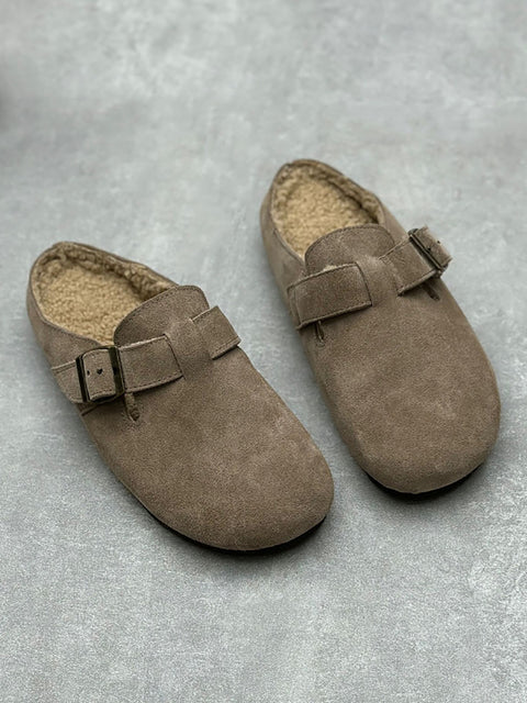 Ženske Birkenstock papuče s postavom od prave kože i flisa