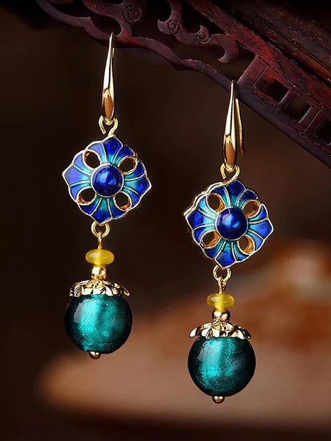 Ethnic Handmade Glaze Cloisonne Quality Drop Earrings