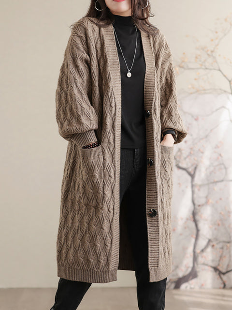 Solid Loose Casual Mid Length Women Coat